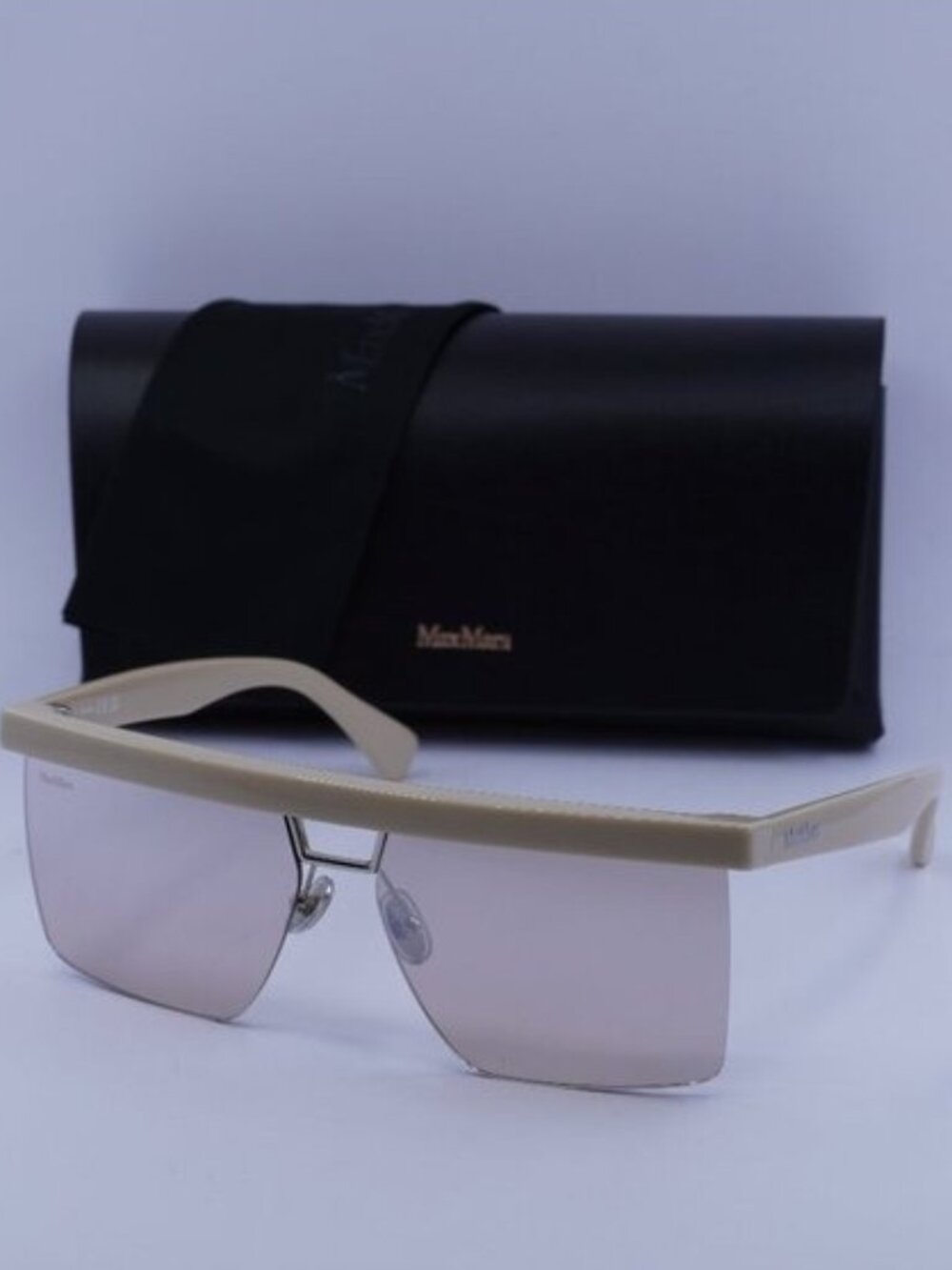 Max Mara MM0072 25L Square Sunglasses - Ivory/Roviex Mirror
